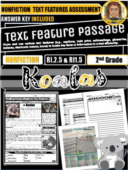 Preview of Koalas Nonfiction Assessment | Text Features Assessment | Animals