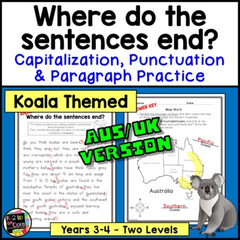 Preview of Grammar Paragraph Editing | Animal Research | Capitalization Punctuation AUS UK