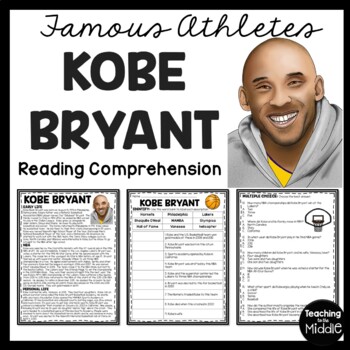 Preview of Kobe Bryant Biography Reading Comprehension Worksheet Basketball Athlete