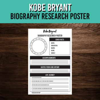 Preview of Kobe Bryant Biography Research Poster Template | Black History Month Activity
