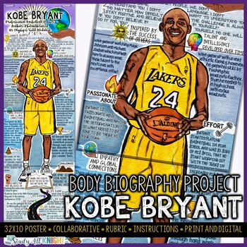 Preview of Kobe Bryant, Black History, Athlete, Philanthropist, Body Biography Project