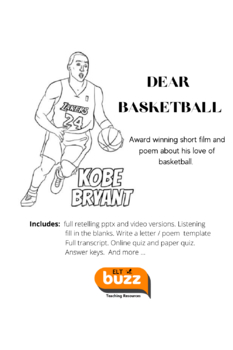 Preview of Kobe Bryant - Dear Basketball.  Leveled Reader.  Poetry. listening, writing.