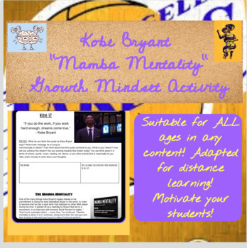 Preview of Kobe Bryant "Mamba Mentality" Growth Mindset Motivational Online Lesson