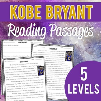Preview of Kobe Bryant: Reading Passages and Questions (5 differentiated levels)