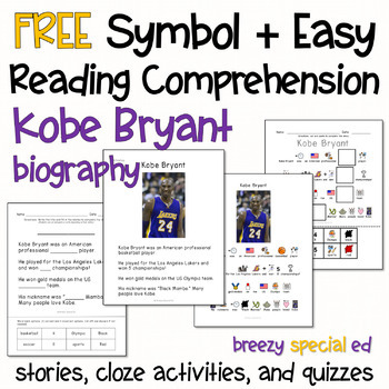 Preview of Kobe Bryant: Symbol Supported + Easy Reading Comprehension for Special Ed