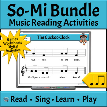 Preview of Kodály Music Activities Bundle - Songs Games Instruments Worksheets - So Mi