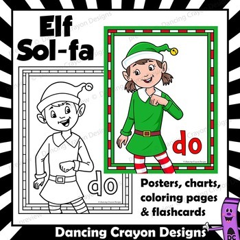 Preview of Curwen | Kodaly Hand Sign Posters, Coloring Pages, and Flashcards for Christmas