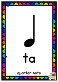 Kodaly Rhythm Syllables Notes and Rests, Music Flash Cards
