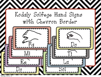 Preview of Kodaly Solfege Hand Signs with Chevron Border