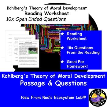 Preview of Kohlberg's Theory of Moral Development Reading Worksheet **Editable**