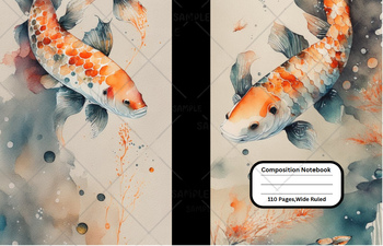 Preview of Koi #2 Composition Notebook Cover For School, Home , Work , 8.5x11 inches