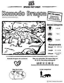 Komodo Dragon -- 10 Resources -- Coloring Pages, Reading & Activities