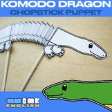 Komodo Dragon Chopstick Puppet Craft, Reptile, Accordion P