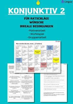 Preview of Subjunctive mood in German, Konjunktiv 2 auf Deutsch| Worksheet, Game, Pair Work