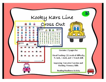 Preview of Kooky Kars Kross Out Visual-Tracking Work Sheets.