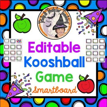 Preview of Back to School Kooshball Game Board Blank Template Fully Editable Smartboard