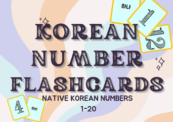 Preview of Korean Numbers Flashcards 1-20 Native Korean Number System