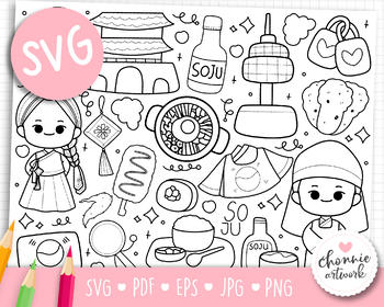 Preview of Korean boy and girl coloring pages, South Korea coloring pages