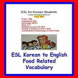Korean to English ESL Newcomer Activities- ESL Korean Food