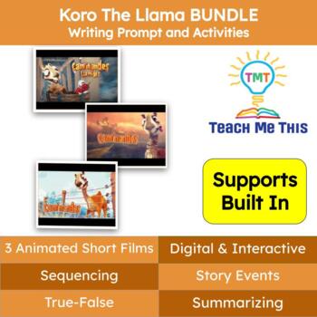 Preview of Writing Prompt and Activities: Koro The Llama Animated Short Films Bundle