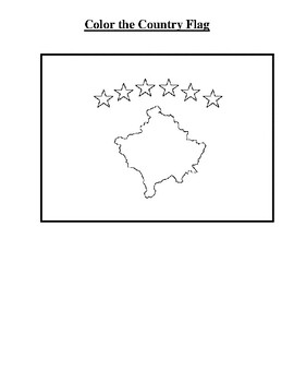 Kosovo MAPPING WORKSHEET W/ Flag Coloring by Northeast Education