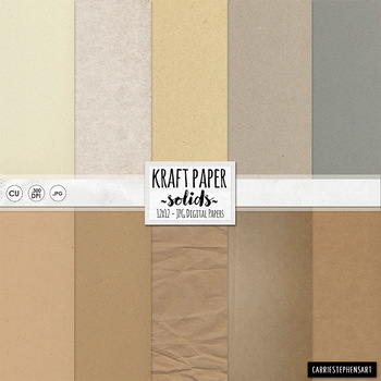 Kraft Paper Solid Digital Paper, Beige, Tan, Grey, Neutral Cardboard  Background