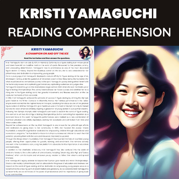 Preview of Kristi Yamaguchi  Reading Passage for AAPI Heritage Month Ice Skating Figure
