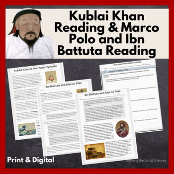 Preview of Kublai Khan & the Yuan Dynasty Reading - Ibn Battuta & Marco Polo Primary Docs