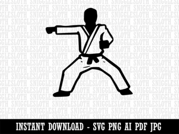 Kung Fu Martial Arts Rider Stance Karate Gi Clipart Instant Digital ...