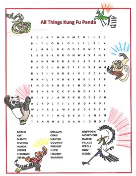 Preview of Kung Fu Panda Movie Word Search Activity