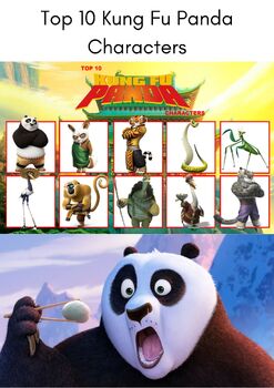 Preview of Kung Fu Panda, Top 10 Kung Fu Panda Characters - worksheets/workbook x 43 pages