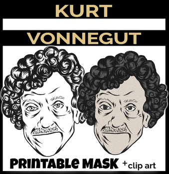 Preview of Kurt Vonnegut mask, quotes for library display, author study, Halloween