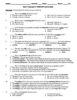 Preview of Kurt Vonnegut's Short Story "2BR02B" 20-Question Multiple Choice Quiz