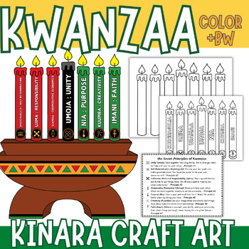Preview of Kwanza Kinara Craft Cut and Paste | 7 Principles of Holiday Kwanzaa Kinara