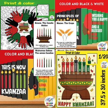 Preview of Kwanzaa Activities & Crafts Bundle: Collaborative Posters, Agamographs, & cards