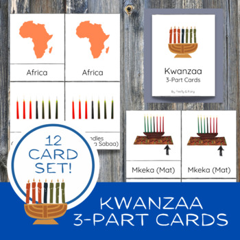 Preview of Kwanzaa Celebration Montessori Vocabulary 3 Part Cards for Holiday Unit