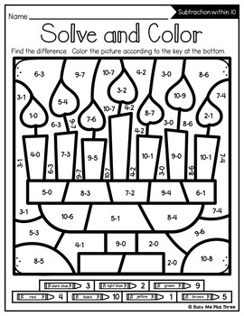 Kwanzaa Color by Code Addition and Subtraction to 10 | Mystery Pictures