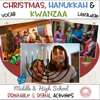 Preview of Kwanzaa Hanukkah and Christmas Vocabulary Activities Middle and High School