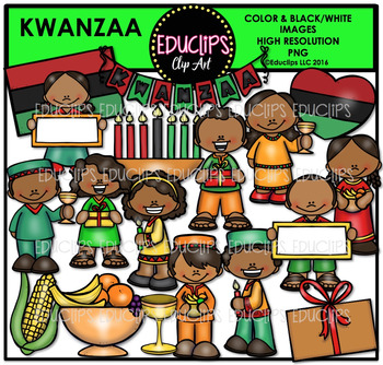 Preview of Kwanzaa Kids Clip Art Bundle {Educlips Clipart}