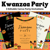 Kwanzaa | Kwanzaa Party Invite | 3 Editable Christmas Invitations