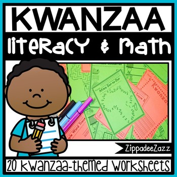 Preview of Worksheets for Kwanzaa ELA Literacy and Math Activities