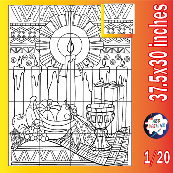 Preview of Kwanzaa Mishumaa Saba Collaborative Coloring Poster Bulletin Board Craft