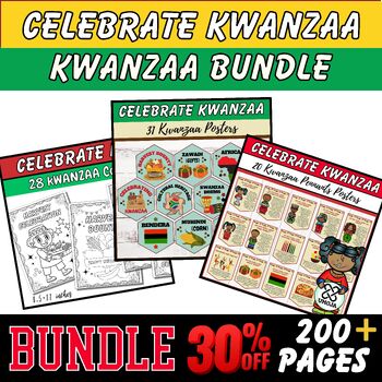 Kwanzaa Principles Bulletin Board Set Bundle & Coloring Pages 