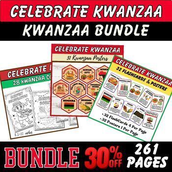 Preview of Kwanzaa Principles Posters&Bulletin Board Set BUNDLE& Coloring Pages& Flashcards