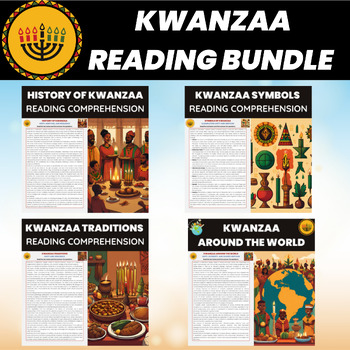 Preview of Kwanzaa Reading Comprehension Bundle | Kwanzaa History Symbols and Traditions