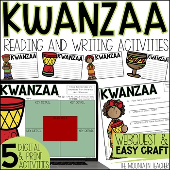 Preview of Kwanzaa Webquest | Reading Comprehension Activities, Writing Craft & Bulletin