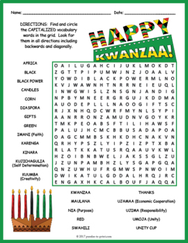 Kwanzaa Word Search by Puzzles to Print | Teachers Pay Teachers