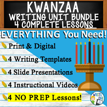 Preview of Kwanzaa Writing Unit - 4 Essay Activities Resources, Graphic Organizers, Rubrics