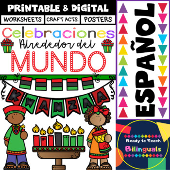 Preview of Kwanzaa in Spanish - Holidays around the World - Worksheets/Crafts/Posters
