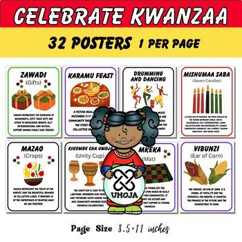 Kwanzaa vocabulary flashcards & posters set,Holidays Around the World Cards